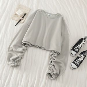 New Plain Ruched Sweatshirt